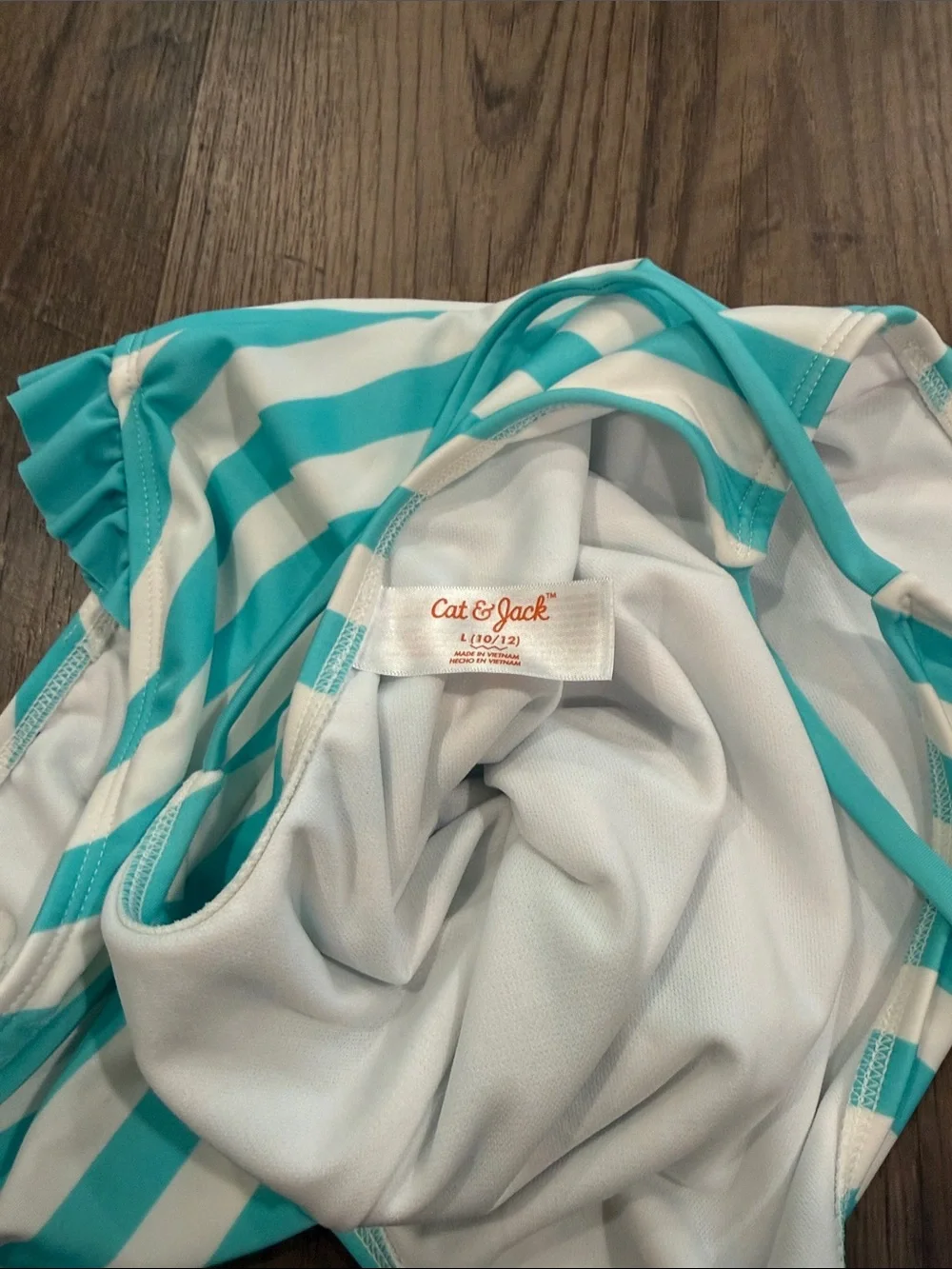 NWOT Cat & Jack striped swimsuit Girls 10/12
